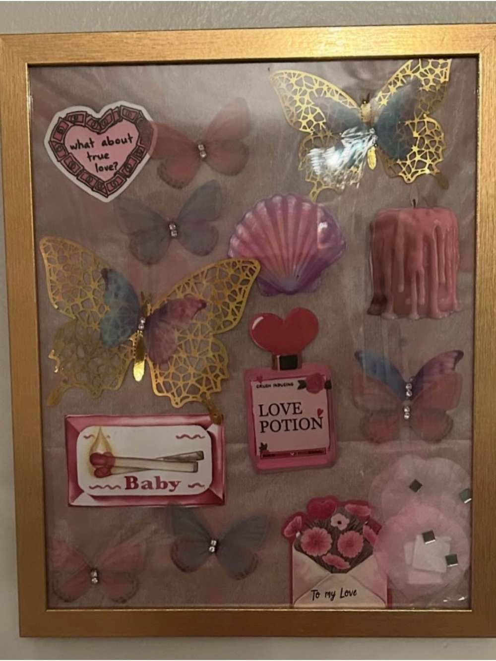 Pink Butterfly Love Wall Art - Unbranded